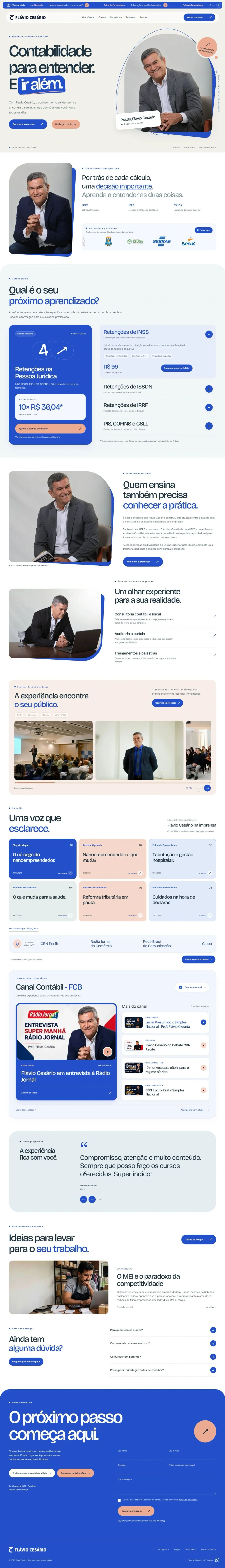 Página inicial do site Flávio Cesário